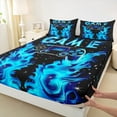 thumbnail image 3 of Manfei Cartoon Game Console Twin Sheet Sets for Boys, Black Blue Gamepad Twin Fitted Sheet, Cartoon Snowflake Flat Sheet, Breathable Home Decor, 3pcs, 3 of 7