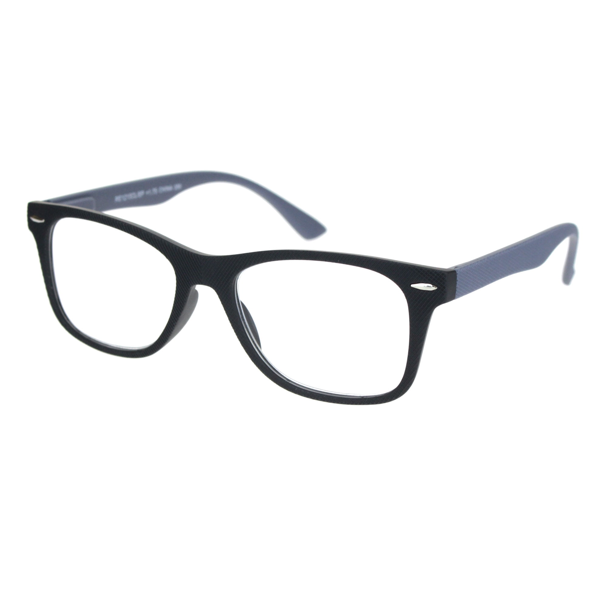 Matte Rubberized Hipster Horn Rim Spring Hinge Reading Glasses Black +2.0