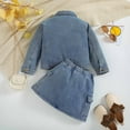 thumbnail image 5 of Sngxgn Toddler Girls Skirt Set Long Sleeve Ruffle Shirt and Skirt Outfit 2 Piece Set(Blue,110), 5 of 7