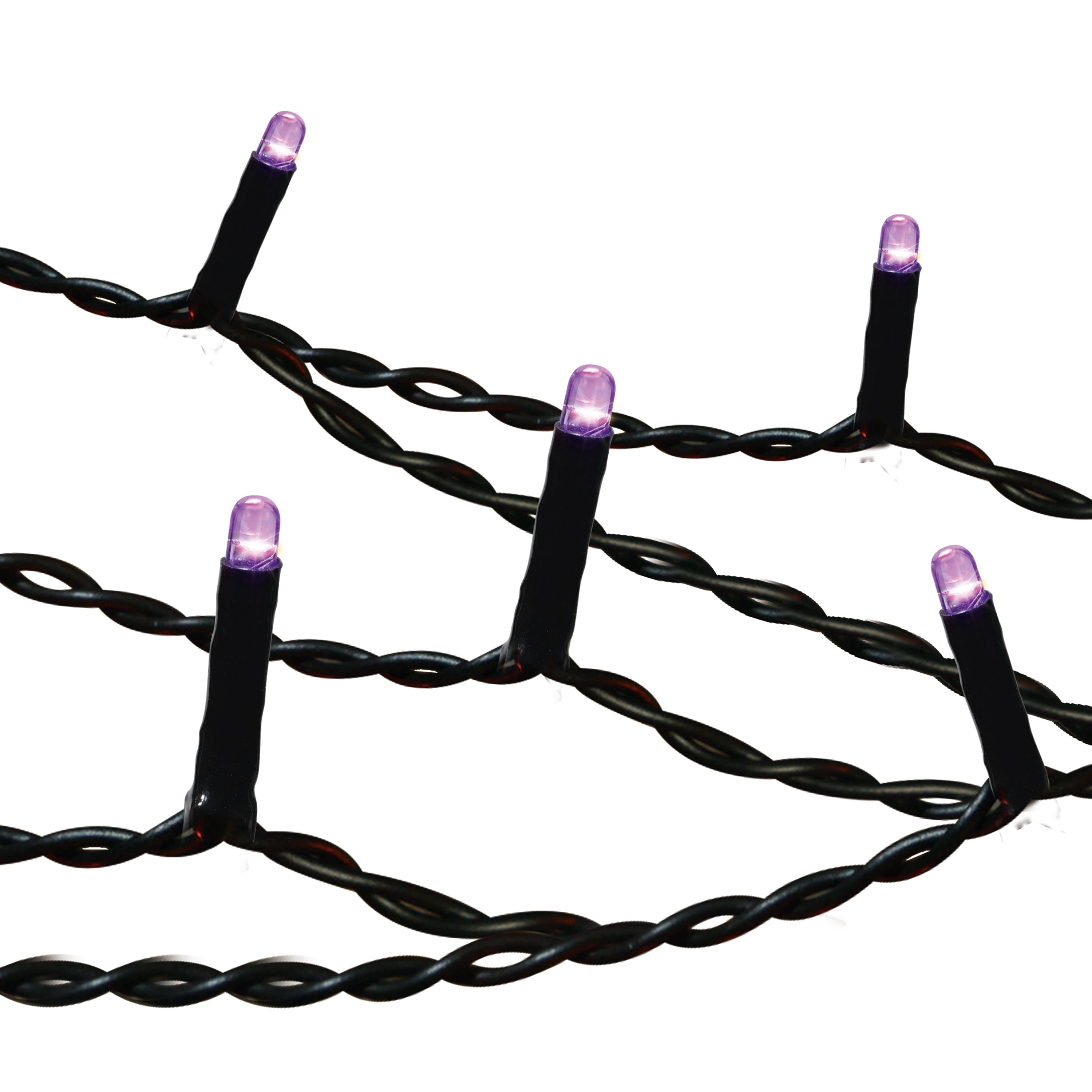 Indoor/Outdoor 100-Count Battery-Operated LED 8-Function Micro String Lights, Purple, 32', Halloween by Way To Celebrate