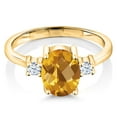 thumbnail image 2 of Gem Stone King 1.75 Ct Oval Checkerboard Yellow Citrine 18K Yellow Gold Plated Silver Ring (Size 8), 2 of 4