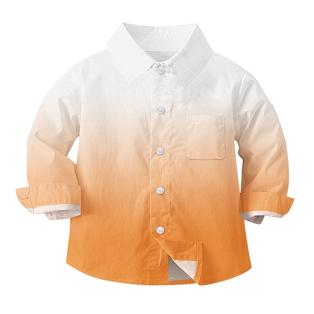 Dealovy Long Sleeve Shirts for Boys Girls Button down Shirt Cute Gradient Color Blouse with Pockets