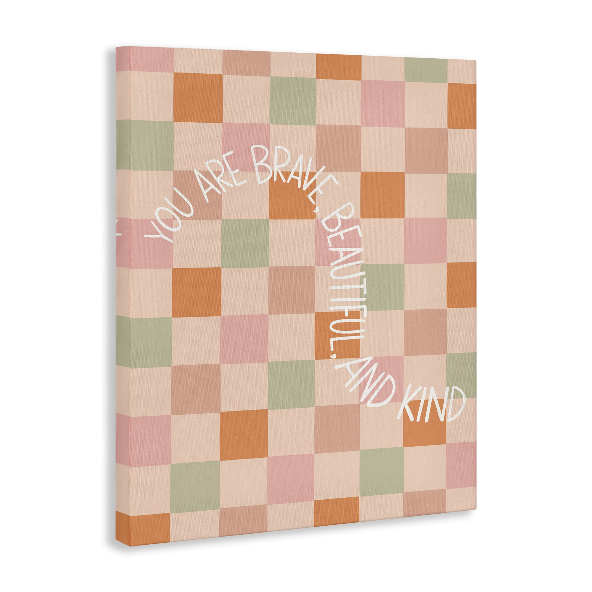 Stupell Industries Checkered You Are Brave Text & Numbers Painting Wrapped Canvas Art Print Wall Art, 30 x 40