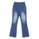 thumbnail image 4 of ICHUANYI Clearance Women Mid Waisted Jeans Embroidery Stretch Button Flare Pants Jeans(Blue, S) ICHUANYI WER2023081203183, 4 of 9