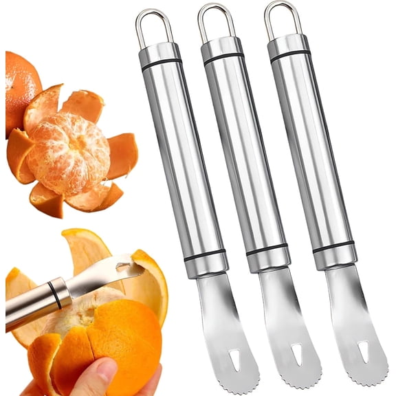 TEXIJUSO 3 Pcs Orange Peeler Tool, Stainless Steel Orange Peeler Easy to Use Fruit Peeler for Citrus, Grapefruits, Lemons