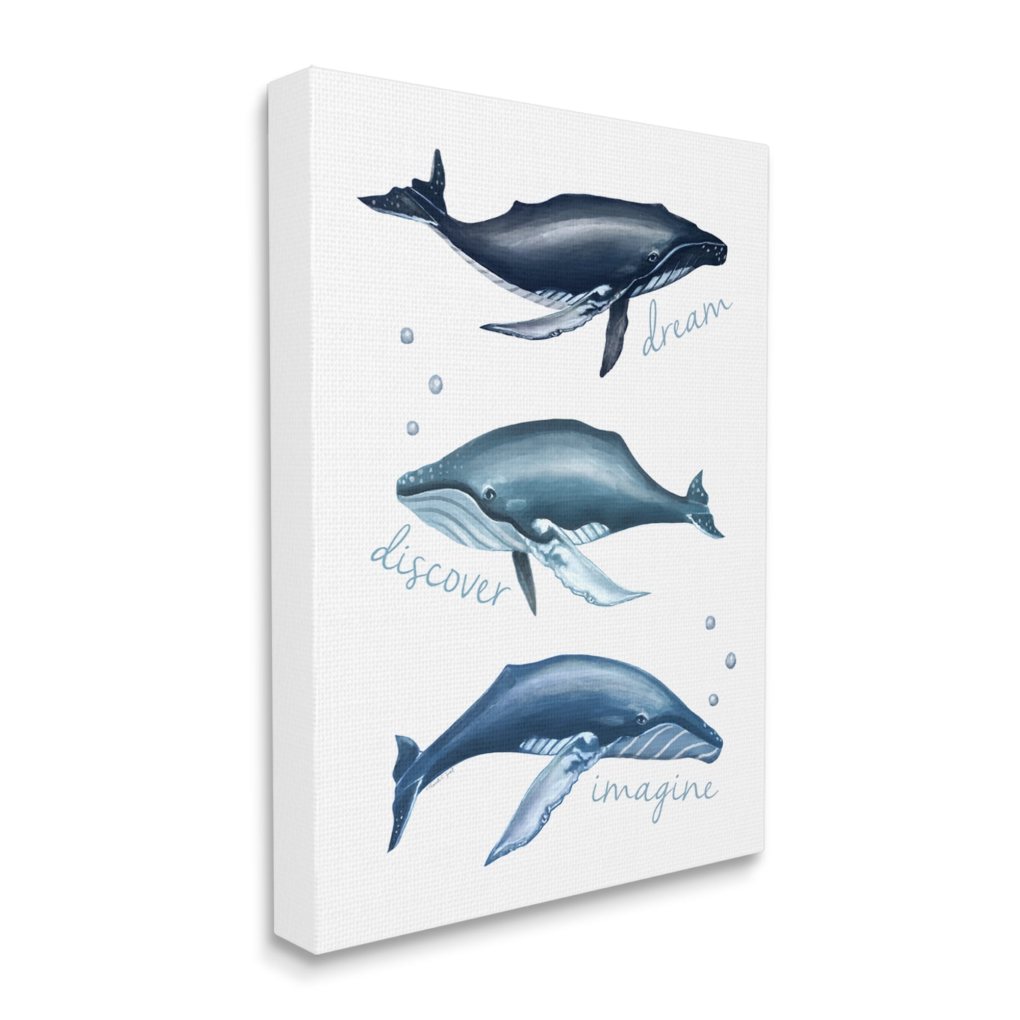 Stupell Industries Dream Discover Imagine Inspirational Typography Nautical Whales Canvas Wall Art, 36 x 48, Design by Elizabeth Tyndall