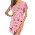 thumbnail image 2 of Cadeau TIMIFIS Roses Chemises de Nuit pour Femmes Manches Courtes T-Shirts de Nuit Imprimés Vêtements de Nuit Doux Confortables Décontractés Vêtements de Détente Grande Taille Chemises de Nuit Robe de Pyjama Printemps/été, 2 of 6