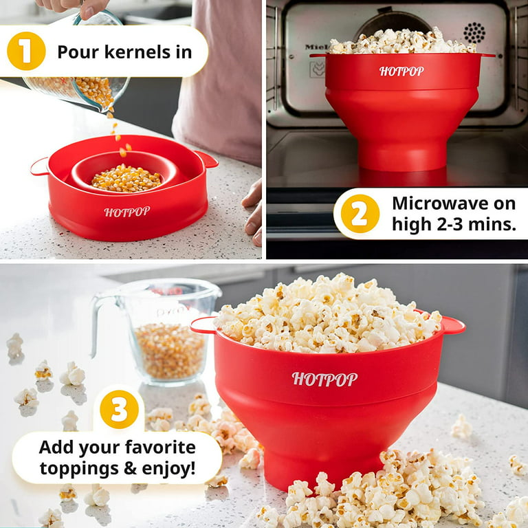 Popcorn Powder | Popcorn Popper | Collapsible & Microwavable - Red
