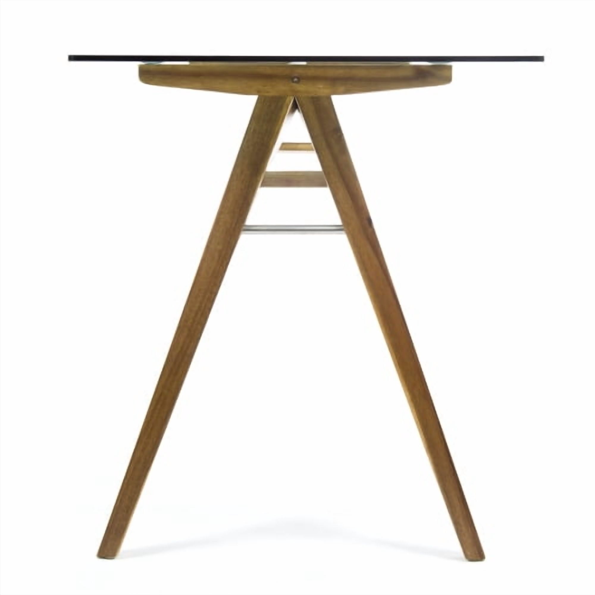 Garitin Computer Desk and Home Office Desk 51.2 Inch, Modern Writing Table with Tempered Glass Top and Wood Base for Office, Natural