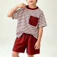 thumbnail image 2 of Teylalorva Boys Outfit Sets 2 Piece Short Sleeve T-Shirt and Elastic Shorts Summer Casual Trendy Clothes Red Size 8, 2 of 8