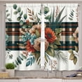 thumbnail image 2 of Ambesonne Farmhouse Valance & Curtain 3 Pcs Set, Tender Floral Huddle Art, 55"x45", Redwood Laurel Green Tan, 2 of 7