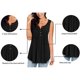 thumbnail image 3 of Blusas de verano sin mangas con cuello en V para mujer, de color sólido, informales, con botones Fokelyi WRHS-31-2, 3 of 5