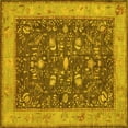 thumbnail image 1 of Ahgly Company Machine Washable Indoor Square Persian Yellow Traditional Area Rugs, 5' Square, 1 of 4