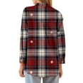 thumbnail image 7 of Uootdi Christmas Plaid Striped Long Sleeve Shirts for Women Cute Christmas V-Neck Button Down Tops Dressy Versatile Classic Loose Fit Tops Gift, 7 of 7
