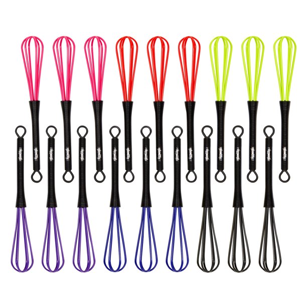 18 Pack Mini Silicone Whisks for Hair Dye with Clear Storage Container (6 Assorted Colors