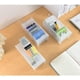 thumbnail image 4 of FloreceBien Organizador de escritorio grande de 3 piezas: organizador de bolígrafos para oficina, escuela, suministros para el hogar, soporte de almacenamiento de bolígrafos blanco translúcido, alta, 4 of 5