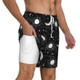 thumbnail image 3 of Goofa Crescent and Stars Printed Men's Swim Trunks Board Shorts Quick Dry Mens Swimming Trunks with Compression Liner,Breathable Fit Hawaii Beach Shorts-Medium, 3 of 9