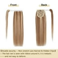 thumbnail image 4 of MY-LADY Remy Human Hair Extensions Ponytail Magic Paste Extensions Hair Wrap Around Ponytail Hair Piece Clip in Straight 22inch #12P613 Golden Brown & Bleach Blonde, 4 of 8
