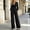 Black, variant on Jumpsuit for Women V Neck Zip Pleated Long Sleeve Pocket Straight Leg, Sizes Xs-Xxl