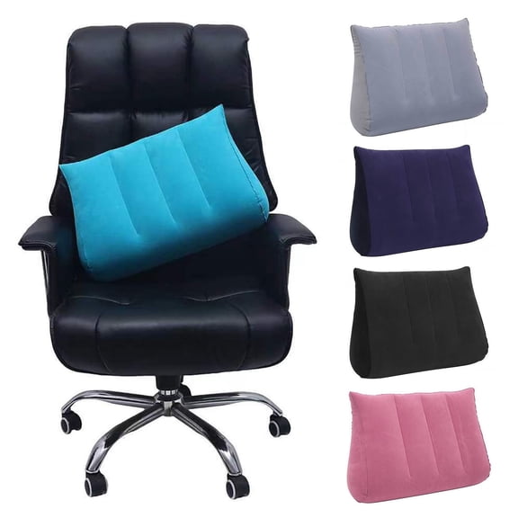 mdesiwst Multi-functional Inflatable Pillow Leak-proof Thicken Inflatable Lumbar Support Wedge Pillow Portable Travel Flocked Triangular Sleeping Cushion