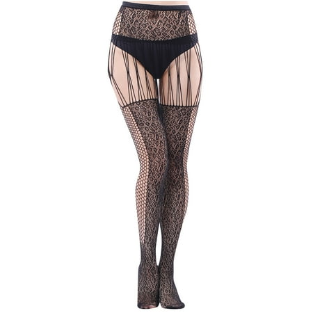QIPOPIQ Lingerie for Women Clearance Women Sexy Lace Mesh Lingerie Net Lace Top Garter Belt Thigh Stocking Pantyhose