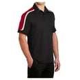 thumbnail image 4 of Yellow Rooster Men's Tricolor Shoulder Micropique Sport-Wick Polo Black/ True Red/ White 3XL, 4 of 8