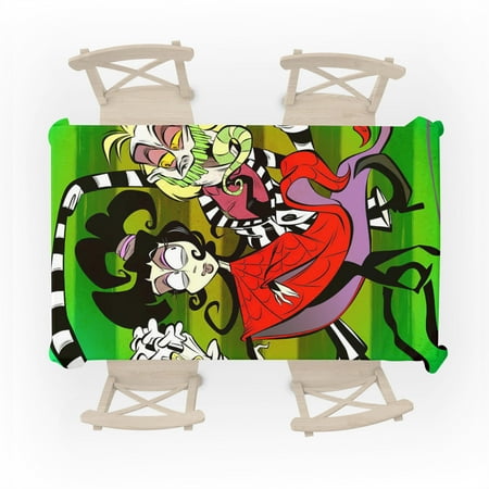 

JWZPujrd Beetlejuice Beetlejuice 2024 Table Cloth Rectangle Tablecloth 54 x 72 inches Stain and Wrinkle Resistant Washable Polyester Table Cover for Dining Room Party