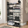 thumbnail image 2 of Étagère à Chaussures Empilable à 9 Niveaux avec 4 Poches Latérales et Crochets, Tour de Rangement Organisateur pour 30 Paires en Tuyaux Métalliques Durables, Noir, 2 of 8