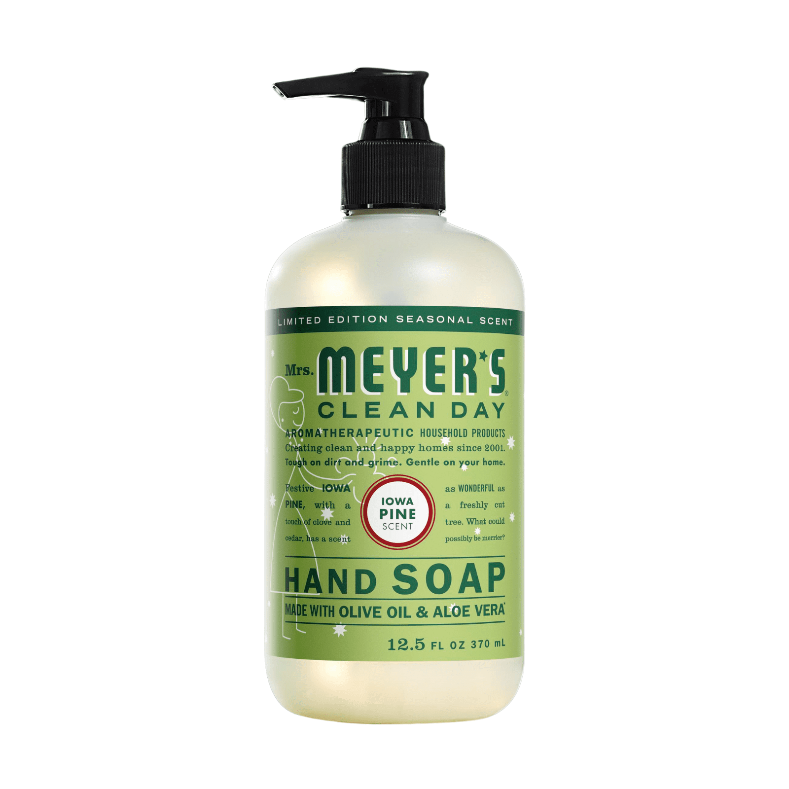 MRS. MEYER'S CLEAN DAY Liquid Hand Soap Variety Pack, Gingerbread, Iowa Pine, Peppermint, Lavender, Lemon Verbena, Basil, 12.5 fl oz Each, 1 CT