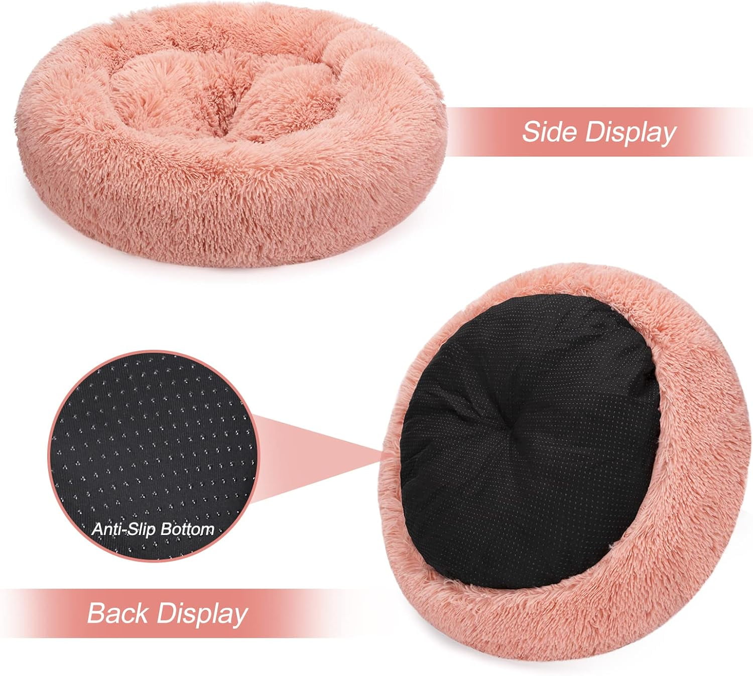 Orthopedic Dog Bed Comfortable Donut Cuddler Round Pet Beds Ultra Soft Washable Dog and Cat Cushion (20''/23''/30'') (23'', Brown)