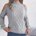 thumbnail image 6 of UAMVSH Cold Shoulder Sweaters for Women Turtleneck Tops Fall Comfy Long Sleeve Soft Cable Knitted Pullovers Trendy Going out Sweaters(Small,Gray), 6 of 7