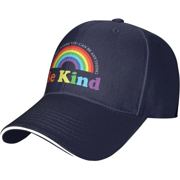 Be Kind LGBT Pride Rainbow Baseball Cap Men Ponytail Hat Women Dad Hat Sun Hat Adjustable Trucker Hat Black