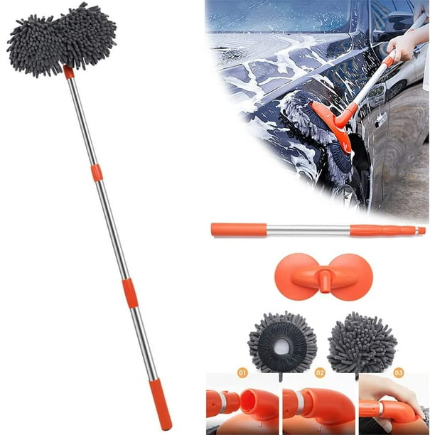 Retractable Double Layer Car Wash Brush, Car Wash Mop Handle