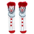 thumbnail image 2 of IT Horror Movie Pennywise The Dancing Clown Novelty Creepy 3D Fuzzy Hair Men's Knit Crew Socks Shoe Size 6-12, 2 of 6