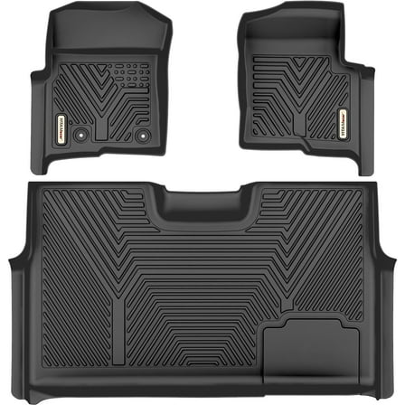 RVNI Floor Mat Liners for 2010 2011 2012 2013 2014 Ford F-150 Super Crew Cab All Weather Black 3pcs 3D TPE Liners