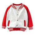 thumbnail image 3 of GiLiling Boys Girls Baseball Jacket School Uniform Fleece Coats Lightweight Jackets Kids Preppy Trendy Tops Long Sleeve Causal Coat (Red, 6-12 Months), 3 of 6