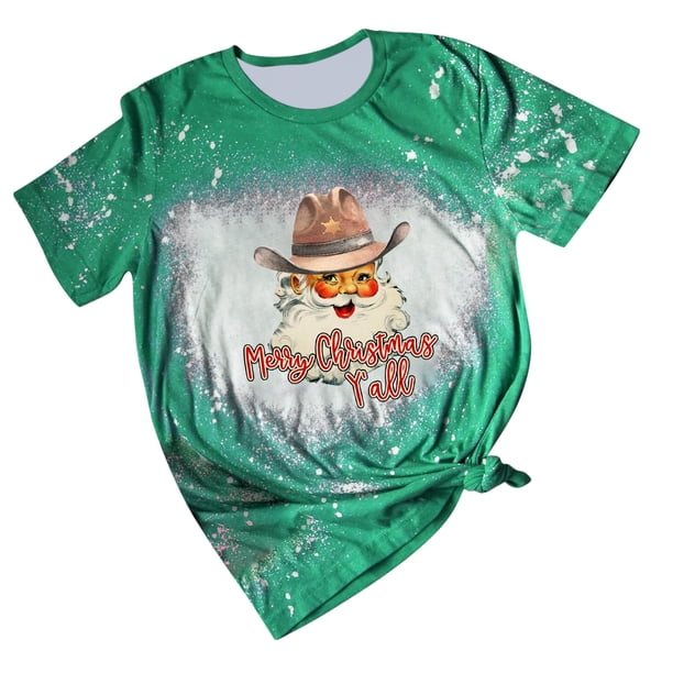 Blusa divertida con estampado de teñido anudado navideño para mujer Pompotops hfajkhk123830