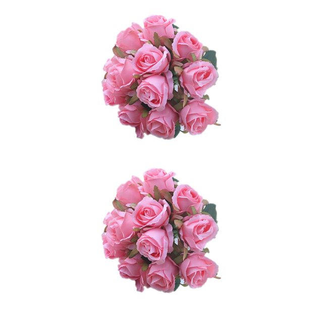 Toystoory 12 piezas de tela de seda flor de rosa artificial flores falsas reutilizables interior al aire libre decoración del festival del banquete de Rosa 2piezas Toystoory CBP063702