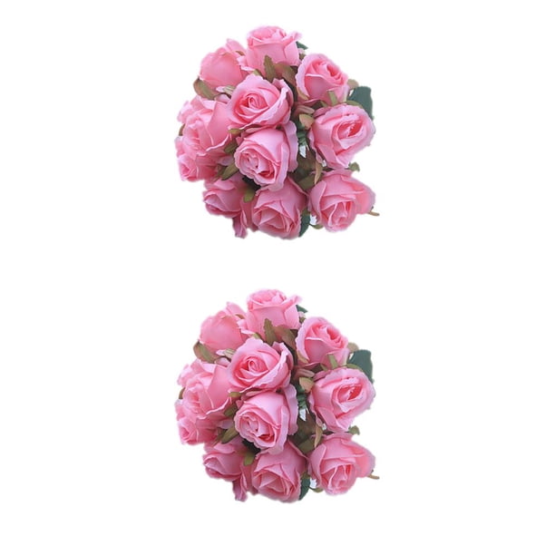 Toystoory 12 piezas de tela de seda flor de rosa artificial flores falsas reutilizables interior al aire libre decoración del festival del banquete de Rosa 2piezas Toystoory CBP063702