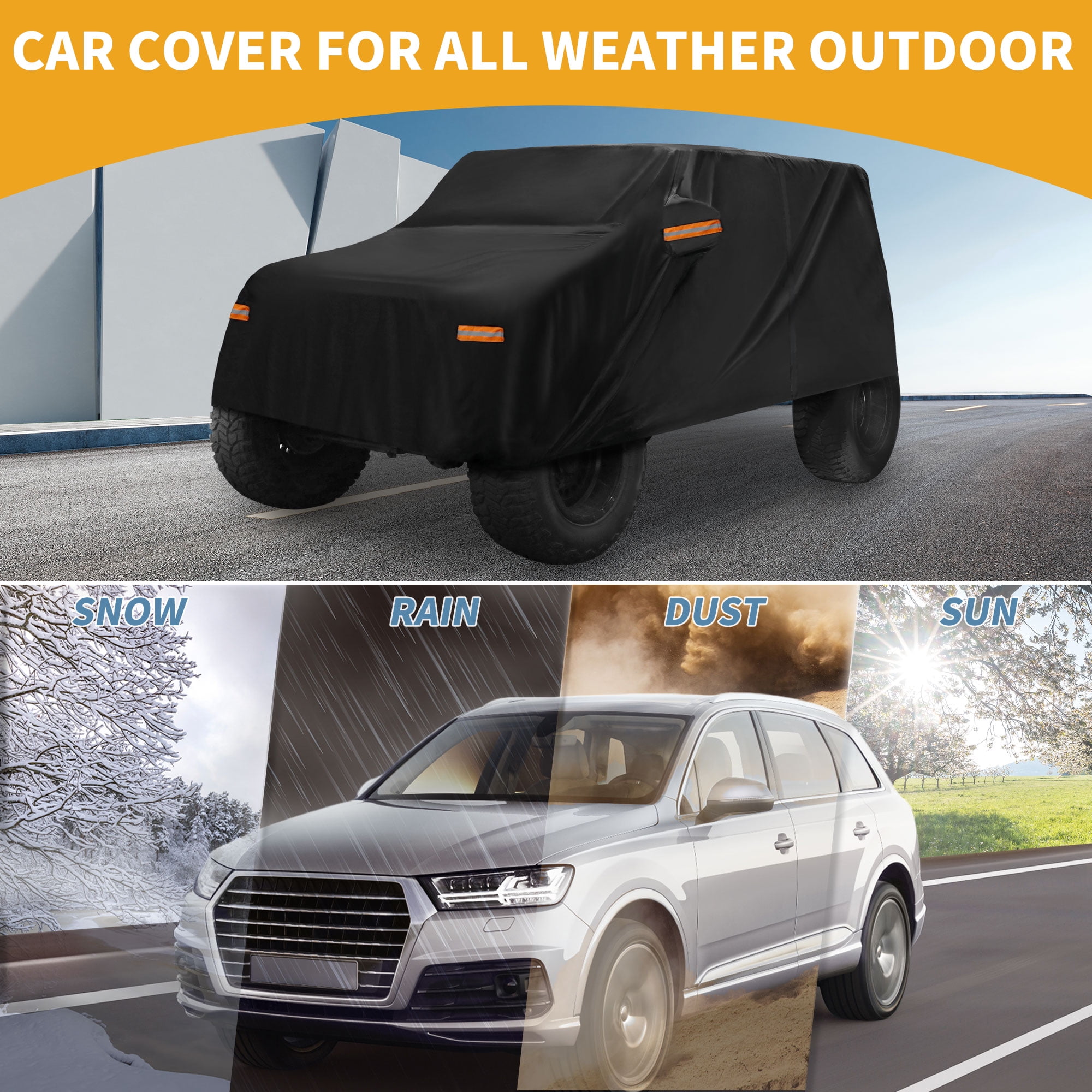Unique Bargains Durable Waterproof Car Cover Black ["for Jeep Wrangler 4DR"]