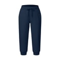 thumbnail image 4 of Utoimkio Women's Capri Jogger Sweatpants Drawstring Elastic Waist Cuffed Cropped Trousers with Side Pockets for Casual Daily Walking, 4 of 9