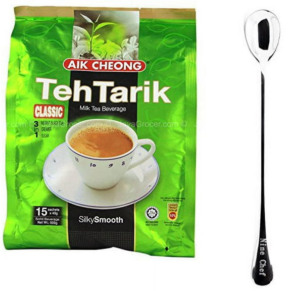 NineChef Bundle Aik Cheong Malaysia Classic 3in1 Teh Tarik Milk Tea Beverage (2 Pack) 1 NineChef Spoon