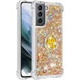 thumbnail image 6 of case for Samsung Galaxy S21 5G 6.2",Creativity Clear Quicksand Glitter Flowing Liquid Floating Soft TPU Case w/Stand Bling Diamond Sparkle Phone Cover for Samsung Galaxy S21 5G  Colorful Gold, 6 of 14