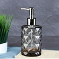 thumbnail image 4 of Glass Soap Dispenser Bottle, Rhombus Pattern Pump Bottle for Liquid Soap Shampoo Lotion, Refillable Empty Container(Gray), 4 of 4