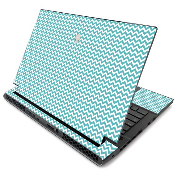 Skin Decal Wrap Compatible With Alienware m17 R2 (2019) Sticker Design Turquoise Chevron