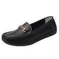 thumbnail image 2 of Hinvhai Women's Business Loafers Work Casual Flats Shoes Lightweight Penny Leather Slip On Walking Shoes Black 7(39), 2 of 6