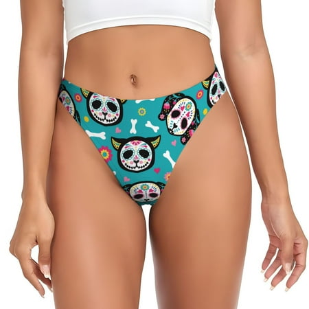 Sigee Skull Cat for Women s G-String Panty  Low Rise  Soft Lace Perfect for Everyday Wear or Special Occasions-4X-Large