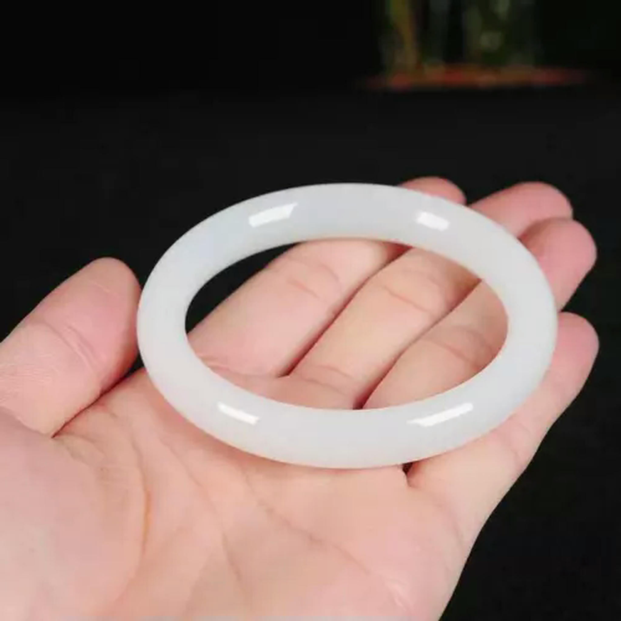 Natural White Jade Jadeite Gemstone Bangle Bracelet 50-64mm Women Jewelry-50-52mm-white