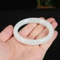 thumbnail image 2 of K-KED Natural White Jade Jadeite Gemstone Bangle Bracelet 50-64mm Women Jewelry-50-52mm-white, 2 of 4