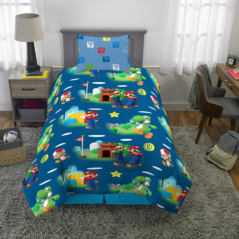 Super Mario Kids Twin Bed in a Bag Gaming Bedding Comforter